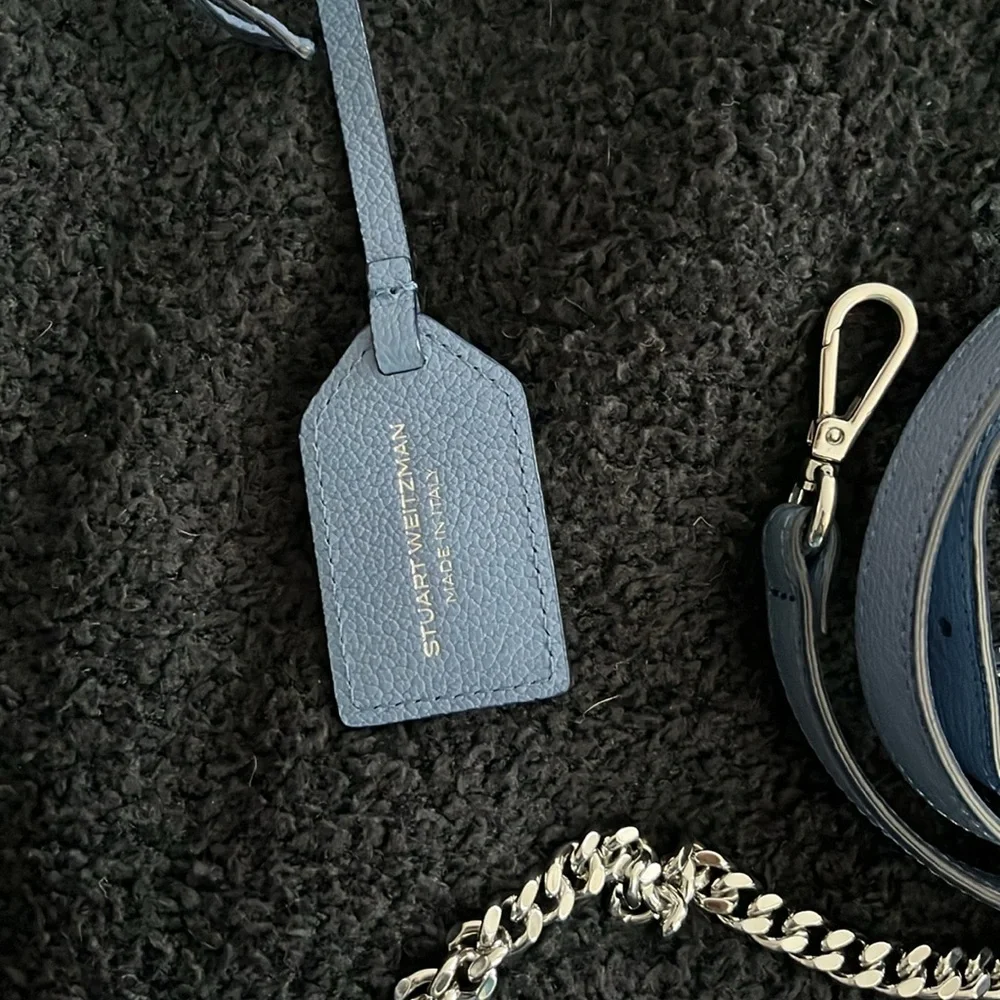 Authentic Stuart Weitzman Stellar Crescent Bag in Blue Steel - Picture 16 of 16